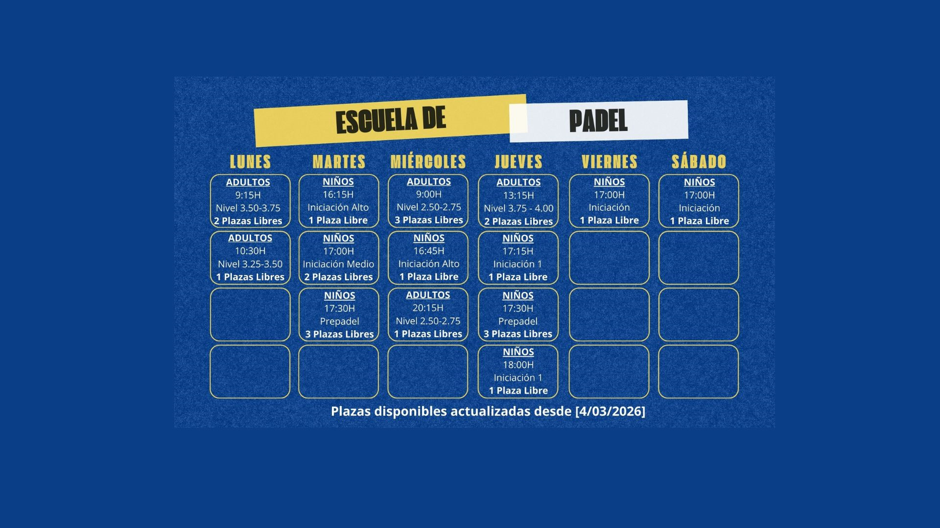 ESCUELA PADEL - MARZO